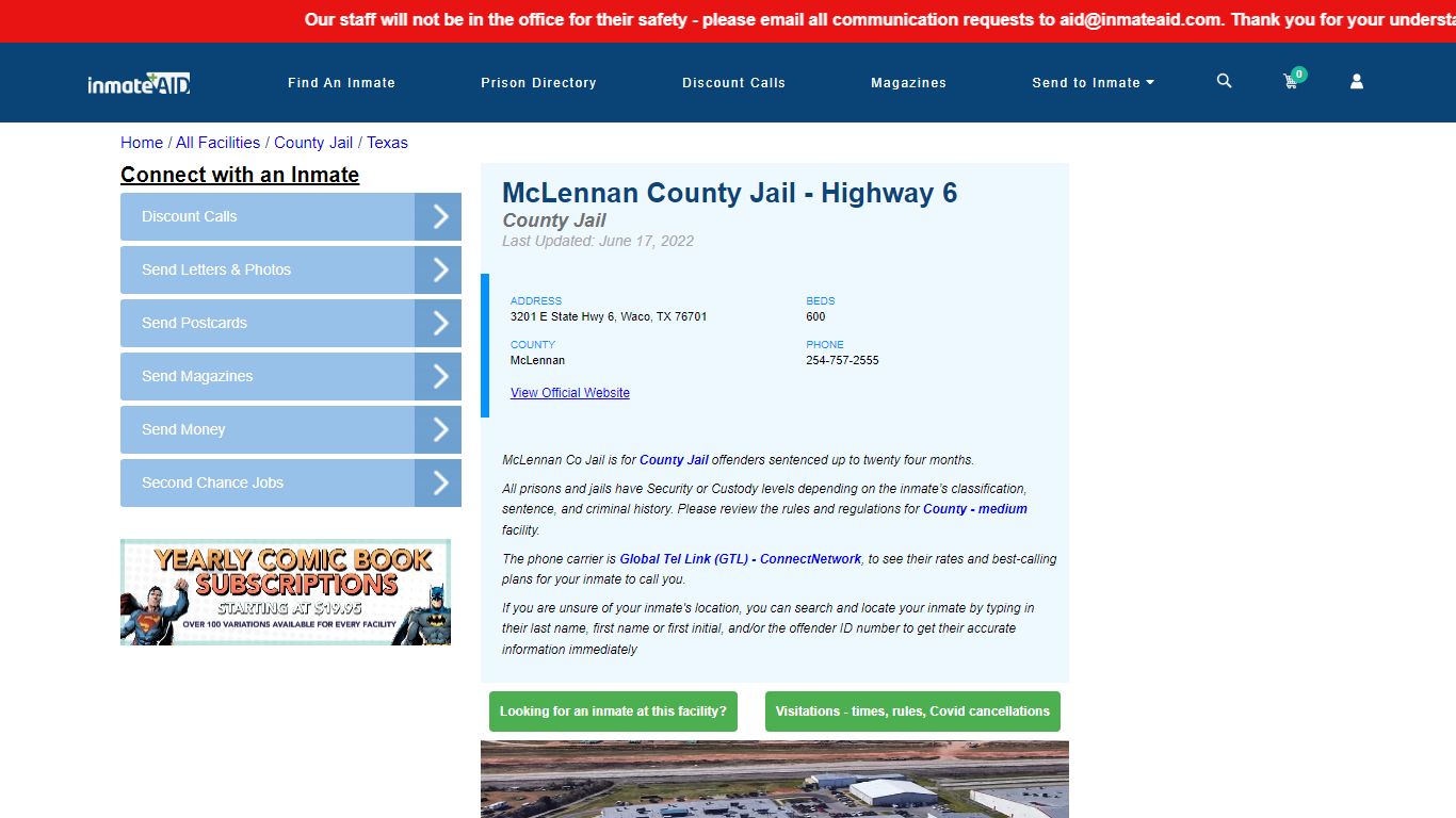 McLennan County Jail - Highway 6 - Inmate Locator - Waco, TX